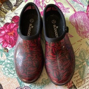Sloggers Floral Red and Black garden Clogs